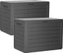 Prosperplast antraciet boîte de rangement pour coussins de jardin - 2x - aspect bois - 190 litres - plastique - Rangement de jardin
