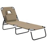VidaXL Ligbed inklapbaar Oxford stof en gepoedercoat staal Taupe
