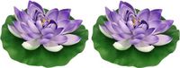 Sans marque Nénuphar décoratif flottant - 2x - lilas violet - plastique - 26 cm