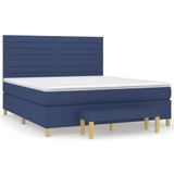 VidaXL Boxspringbed met matras, blauw, 160x200 cm, gestoffeerd