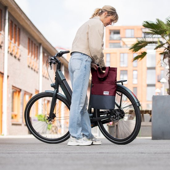 URBAN PROOF Shopper fietstas 20L Recycled - Bordeauxrood/Grijs