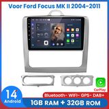 Awesafe Autoradio Geschikt Voor Ford Focus MK II 2004 t/m 2011 - Android 14 - Draadloos Apple Carplay & Android Auto - 1GB + 32GB - 4 Core processor - Bluetooth & Wifi GPS Navigatie