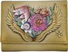 Anuschka French Wallet, portefeuille femme en cuir peint à la main avec rabat et blocage RFID - Angel Wings