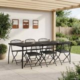 vidaXL - Buitenmeubels - set - 7 - st - Antracietkleurig - Ijzer - en - Staal