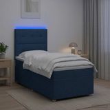 vidaXL Lit plateforme avec matelas et tête de lit Bleu 90 x 190 cm Tissu