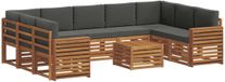 vidaXL Bank loungeset 9 zitplekken Natuurlijk en antraciet Acacia hout