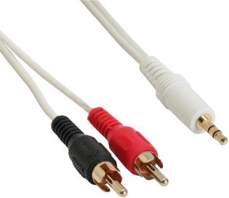 Inline RCA naar 3.5mm Stereo Kabel - 2.5m - Wit