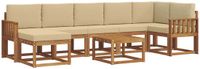 vidaXL Hoek loungeset 7 zitplaatsen Acacia hout Natuurlijk en beige