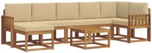 vidaXL Hoek loungeset 7 zitplaatsen Acacia hout Natuurlijk en beige