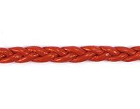 Koord Natuurlijk leer koord, gevlochten, 3 draden, rood, 2,5 x 4,0 mm. 2 m.