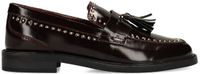 Manfield Dames Burgundy Leren Loafers Met Gouden Studs Maat 37