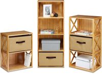 Relaxdays - Opbergrek bamboe met mand - 2, 3 of 4 etages - Badkamerrek, Keukenrek