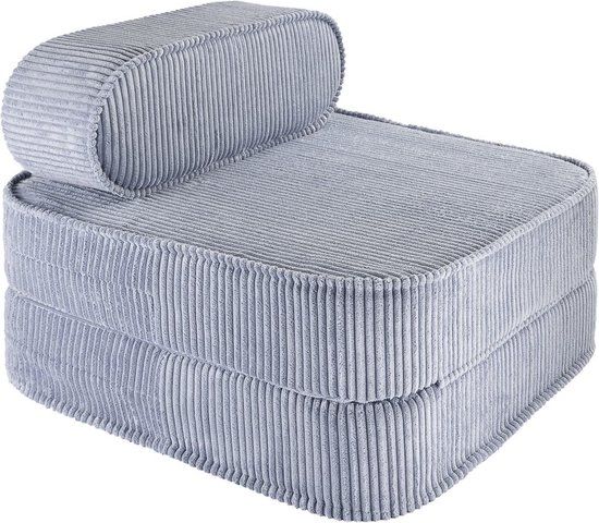 Wigiwama Corduroy Flip Chair / Slaapfauteuil - 65x60x25cm - Blueberry Blue