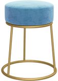 vidaXL - Hocker - rond - fluweel - lichtblauw