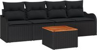 vidaXL Tuinbank Set Zwart Poly Rattan