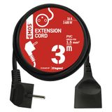 EMOS 3 m verlengkabel, 1 stopcontact, 250 V, pvc, binnen, zwart