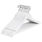 Hangers en kledingrekken Houten Kledinghangers Met Metalen Haak & Broeklat - Wit - 60 Stuks