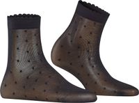 FALKE Dot gedessineerd materiaal ultra transparant 15 DEN sokken dames zwart - maat 39-42