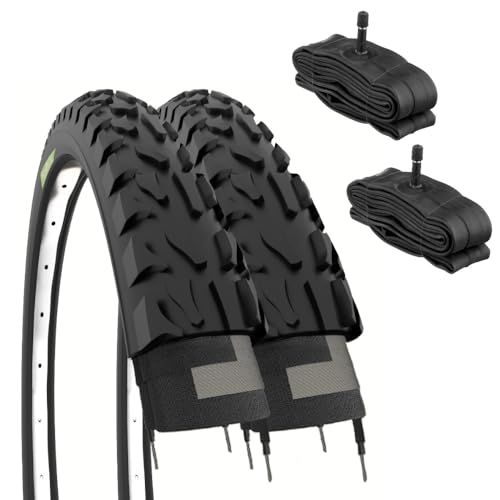 2 wieldoppen 20 x 2,00 (50 – 406) + kamers Amerikaanse banden voor mountainbikes, mountainbikes, BMX, 20 inch (20 inch), voor kinderstadsfietsen