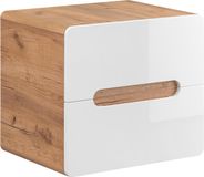 Meuble de salle de bain 60 cm, blanc brillant, avec 2 tiroirs, pour sous un lavabo
