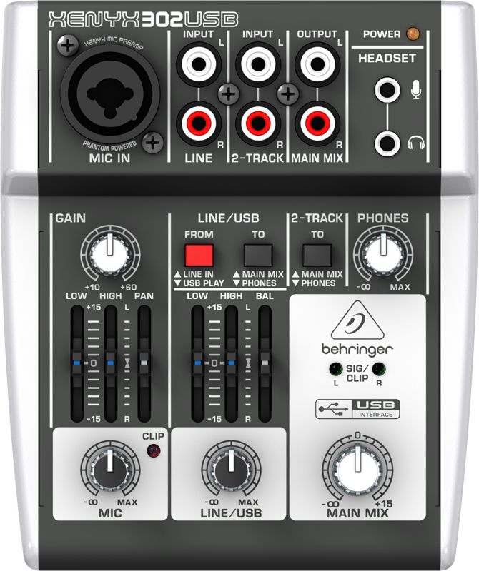 Behringer XENYX 302USB - Analoge mixer - 5 kanalen - Jack (6.3mm)