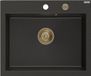 Mexen Elix granieten gootsteen 1-kamer 600 x 500 , zwart/goud metallic, gouden sifon