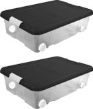 Hega Hogar Opslagbak - 2x - met deksel - 31 liter - 61 x 44 x 17 cm - kunststof transparant/zwart