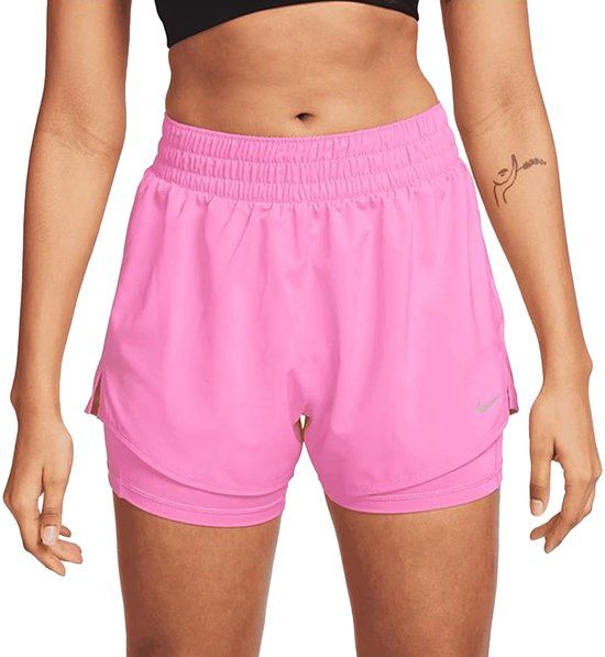 Nike One Dri-Fit 2-in-1 Dameshorts Roze L