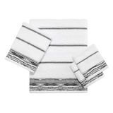 Nicole Miller - handdoeken, 4-delige zachte en absorberende handdoekenset, benodigdheden voor slaapzalen (Syndey Collection, wit/zwart)