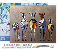 Figured'Art Schilderen op Nummer Volwassenen met lijst - Zebra's Terug - Handwerk acrylverf Kit DIY Compleet - 40x50cm Canvas al ingelijst
