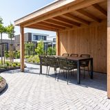 LUX outdoor living Manchester Manchester Natural/Seville olijfgroen dining tuinset | 6 personen | polywood + aluminium | 205cm