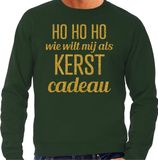Bellatio Decorations Foute kersttrui/sweater voor heren - Hohoho kerst cadeau - groen - glitter goud S