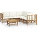 vidaXL 6-delige Loungeset met Kussens Bamboe Crèmewit