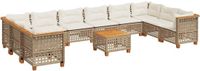 vidaXL 11-delige Tuinset met Kussens, Poly Rattan, Beige