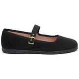 Victoria Ballerina's Gong Fu velours & bijpassende bies & gesp 1080111 voor dames, Zwart, 37 EU