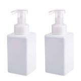 UUJOLY Schuimende zeepdispenser, 450 ml (15 oz) navulbare pompfles voor vloeibare zeep, shampoo, bodywash (2 stuks) (wit)