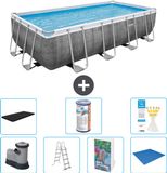 Bestway Rechthoekig Power Steel Zwembad - Rattanprint - 549 x 274 x 122 cm