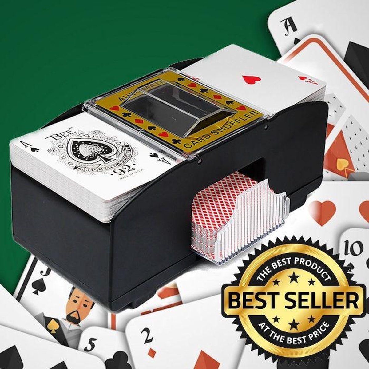 Decopatent Automatische kaartenschudmachine voor speelkaarten - Kaartenschudder op batterijen - Poker - Blackjack - Card Shuffer
