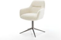 DELIFE Eetkamerstoel Pejo-Flex kruispoot grafiet teddy beige 360° draaibaar rocker-functie pocketveer kern