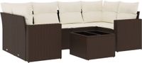vidaXL - 7-delige Loungeset met kussens, poly rotan, bruin