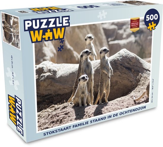 MuchoWow Puzzel Familie - Stokstaartjes - Dieren - Legpuzzel - Puzzel 500 stukjes