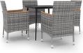 vidaXL 5-delige tuinset met kussens, van polyrotan met glazen tafelblad