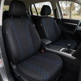 BREMER SITZBEZÜGE Autostoelhoezen compatibel met Renault Master 3, bestuurder en passagiersset vanaf 2010, autostoelhoezen, hoezen, set van 2 stuks, in zwart/blauwe naad