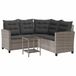 vidaXL Tuinbank met tafel en kussens L-vormig poly rattan grijs