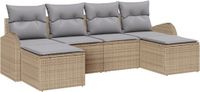 vidaXL Bankstel 6-zits Beige/Lichtgrijs Polyrattan