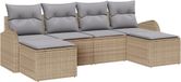 vidaXL Bankstel 6-zits Beige/Lichtgrijs Polyrattan