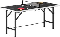 Table de tennis de table/Ping-pong - Mini, pliable - Filet + 2 raquettes + 3 balles - Convient pour intérieur/extérieur - 152×76×70 cm - Noir