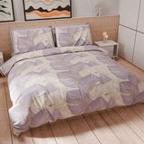 PETTI Artigiani Italiani Dekbedovertrek voor tweepersoonsbed 250 x 200 cm, microvezel beddengoed met digitale print + 2 kussenslopen 50 x 80 cm - Made in Italy - Tropical Lilla O