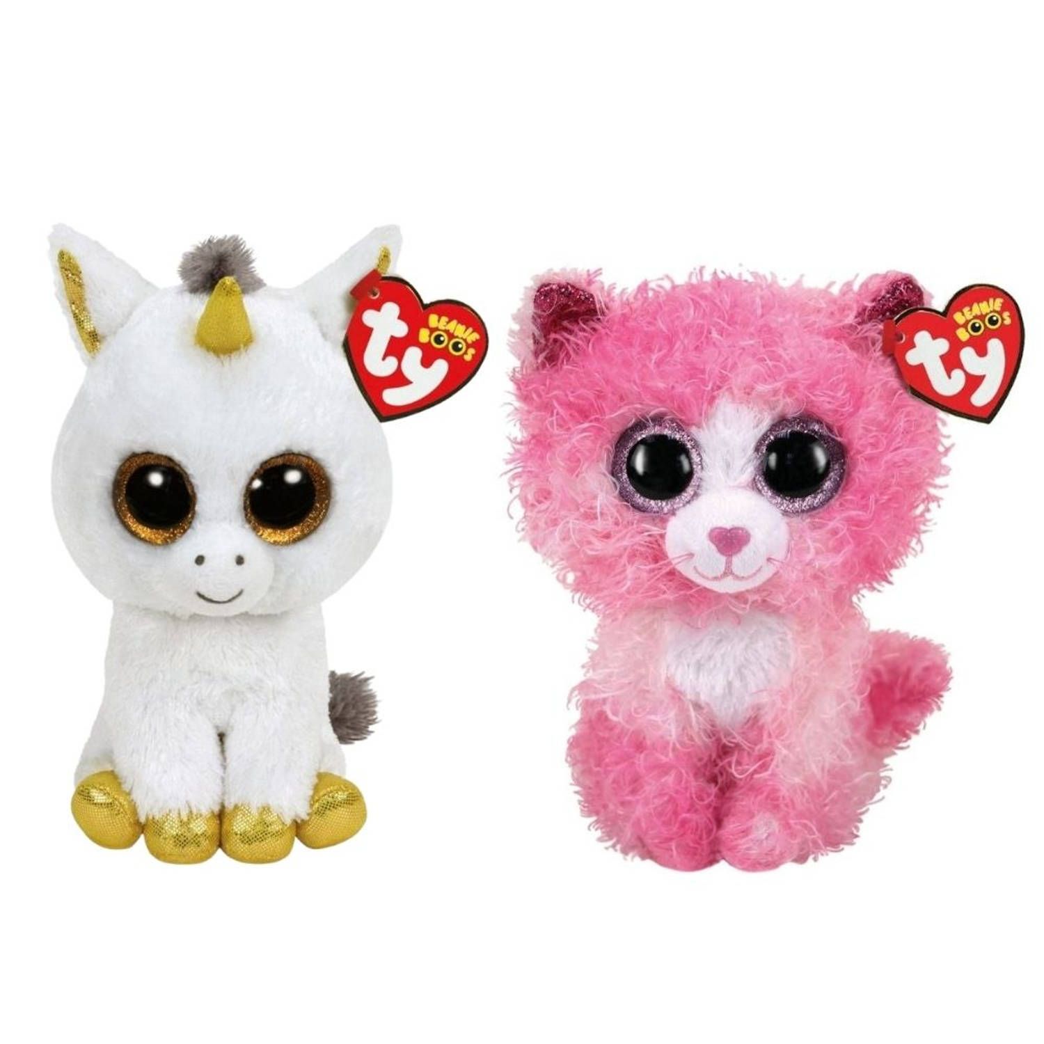 TY - Knuffel - Beanie Boo's - Pegasus Unicorn & Reagan Cat - Meerkleurig