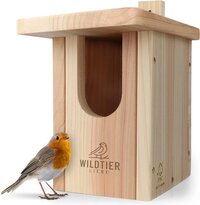 Wildtier Liebe Nestkast voor Roodborstjes - Halfopen nestkast - Onbehandeld natuurlijk hout - 100% FSC-gecertificeerd
